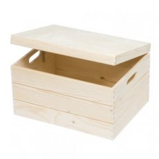 Box hout 40x30x24cm afgeronde hoeken met deksel